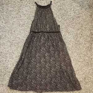 Max Studio Brown Dress with Cream Linear Print